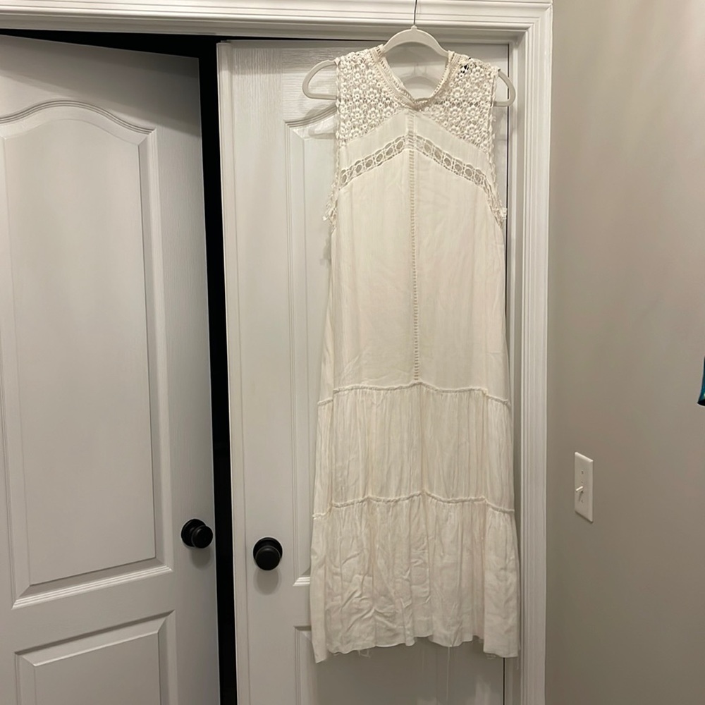 ASOS white midi dress with lace